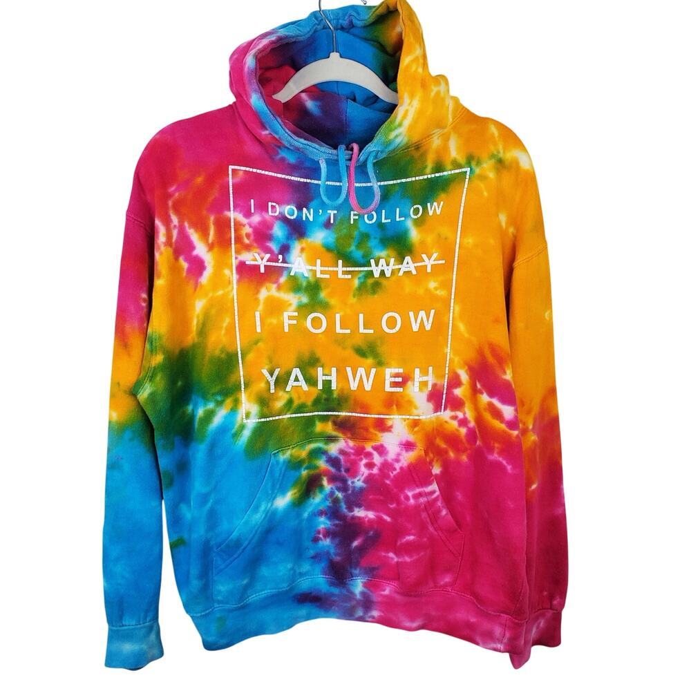 I FOLLOW YAHWEH | Tie Dye | Christian Graphic Hoodie | Small